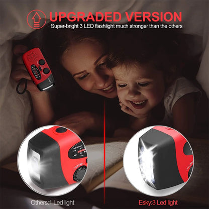 Solar Crank Emergency Radio 1000mAh Power Charger