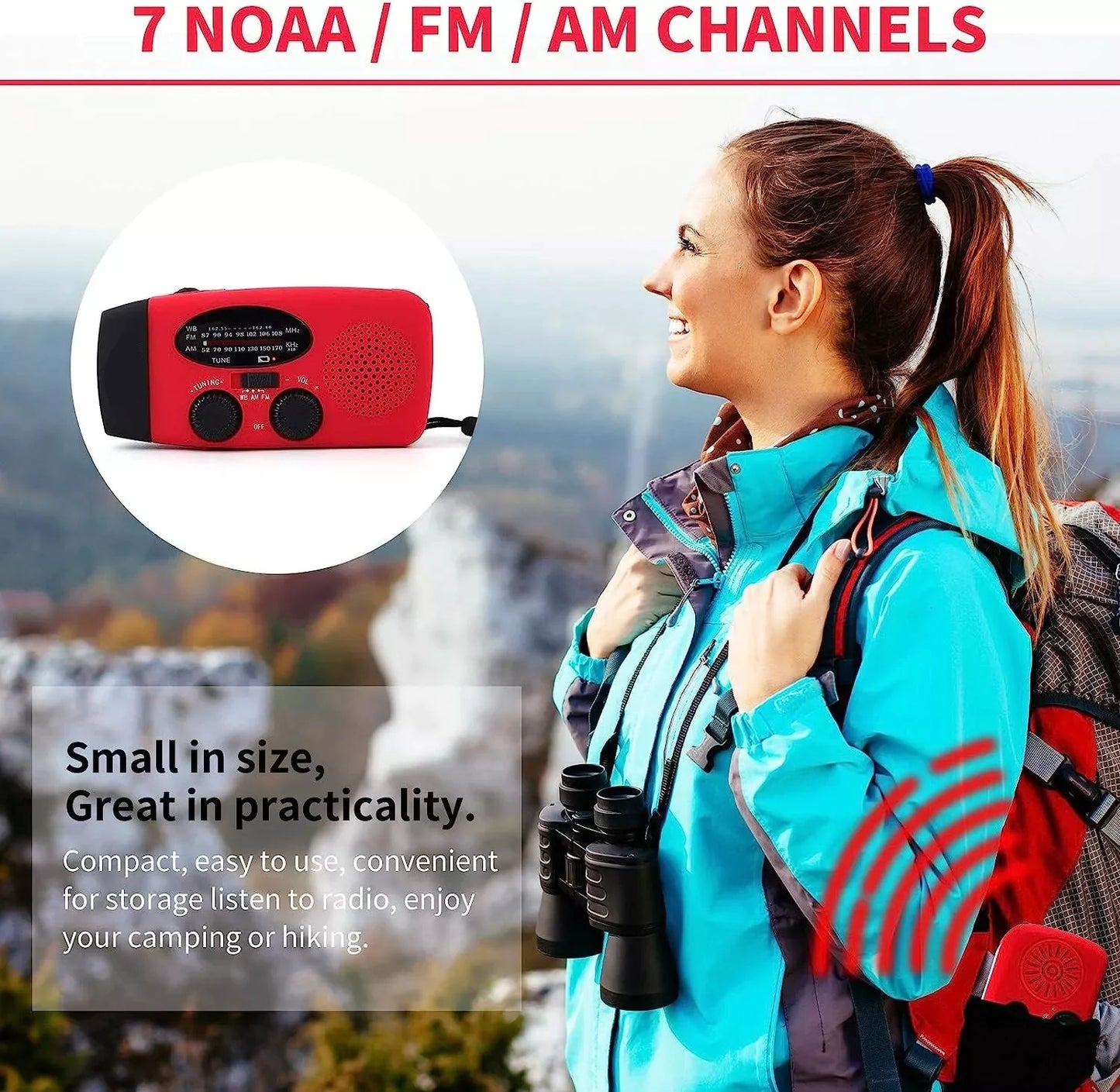 Solar Crank Emergency Radio 1000mAh Power Charger