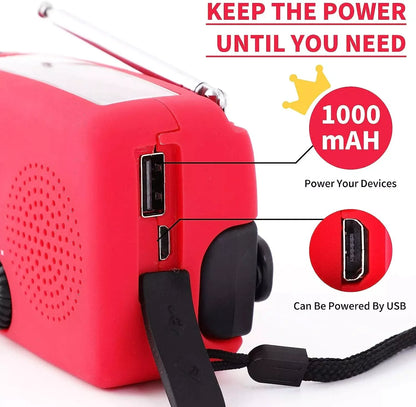 Solar Crank Emergency Radio 1000mAh Power Charger