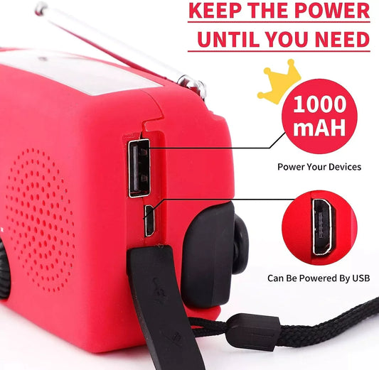 Solar Crank Emergency Radio 1000mAh Power Charger
