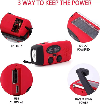 Solar Crank Emergency Radio 1000mAh Power Charger