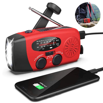 Solar Crank Emergency Radio 1000mAh Power Charger