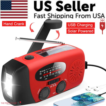 Solar Crank Emergency Radio 1000mAh Power Charger